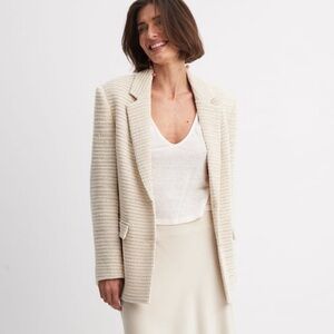 NA-KD Crochet Oversized Blazer Beige Size 38 (Medium)